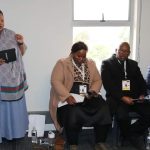 Caption; DARDLEA MEC, Nompumelelo Hlophe, addressing local stakeholders during the site visit