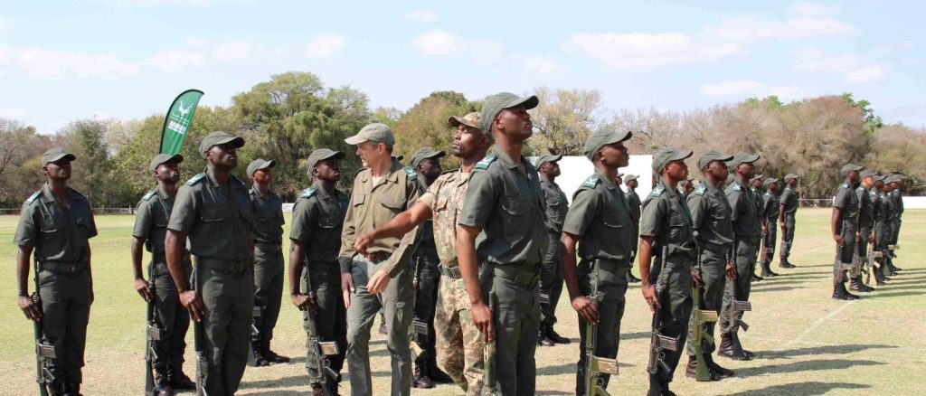 Caption; General Manager of Conservation Management-Danie Pienaar and his Corporal Vusi Lubisi inspect the new squad
