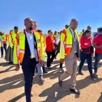 Caption; Premier Ndlovu and DPWR&T MEC, Thulasizwe Thomo, during a walkabout at the site