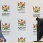 Caption; (left) Premier Ndlovu seated alongside the MEC for COGHS&TA, Speed Mashilo
