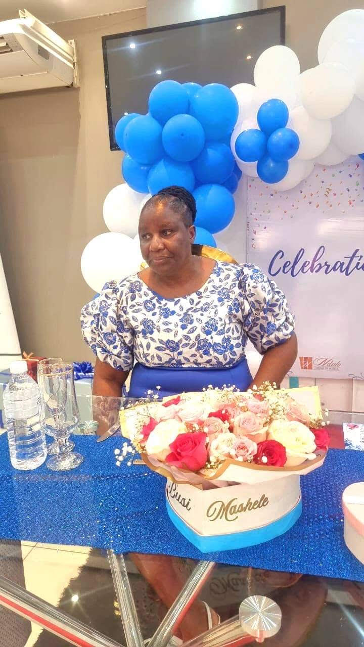 Caption; Mashele as the woman of the moment during the farewell ceremony